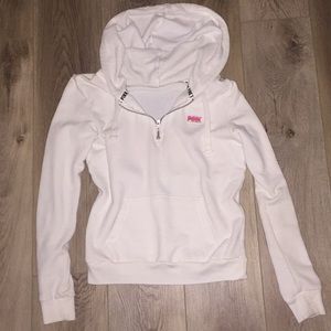 vs pink white half zip